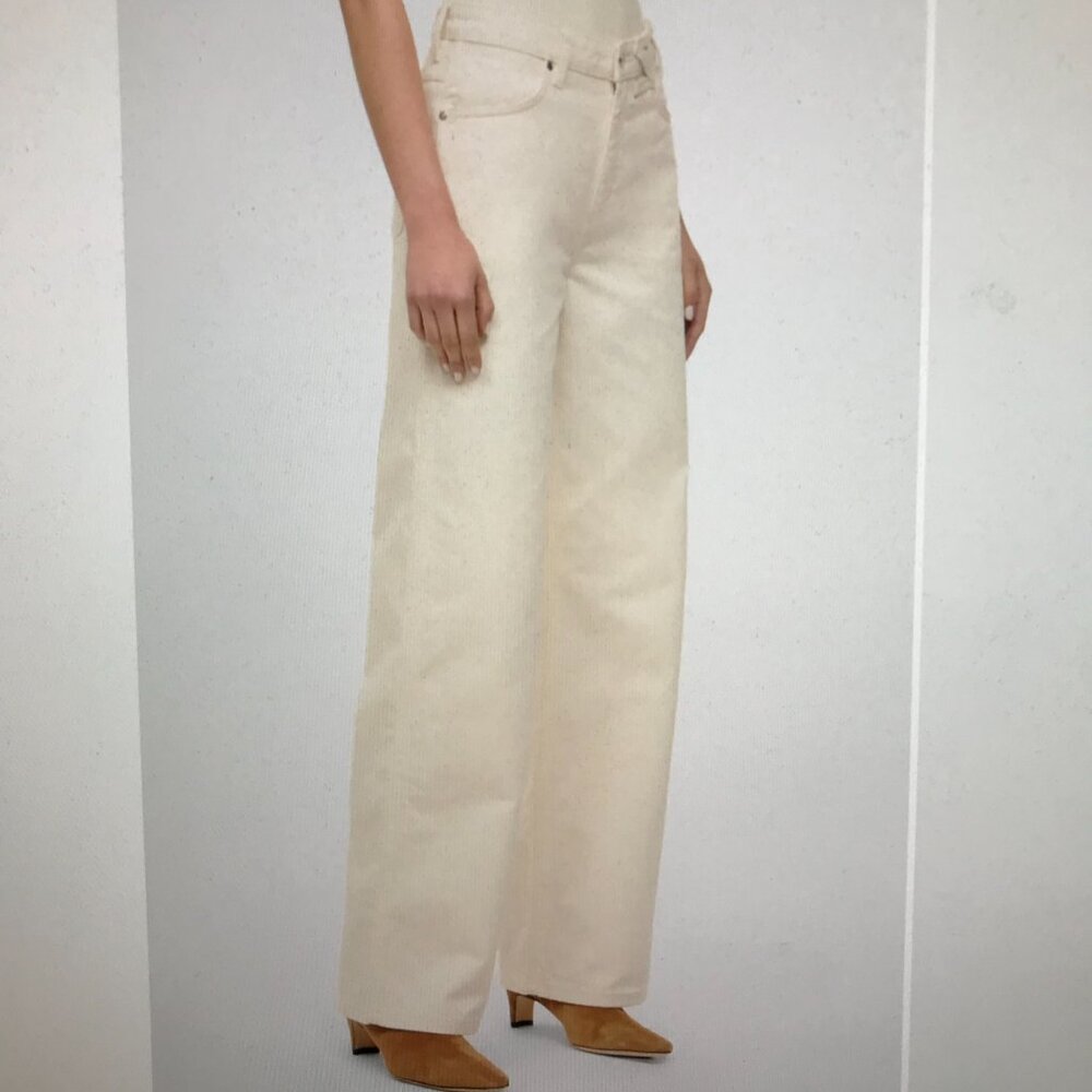 Boston Proper Cream/Ivory Mid-rise bootcut/flare jeans